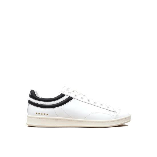 BALENCIAGA White Black Leather Low-Top Sneakers HELU3 FSSN002 BK