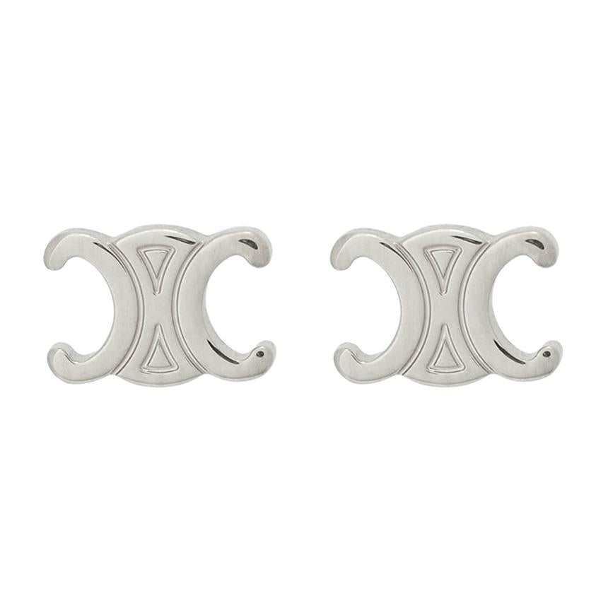 CELINE Triomphe Silver Women's Earrings