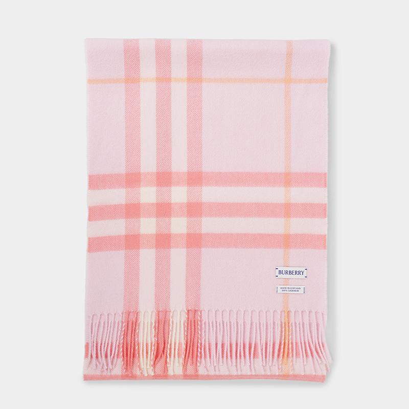 BURBERRY Giant Check Cashmere Scarf Pink 8112635