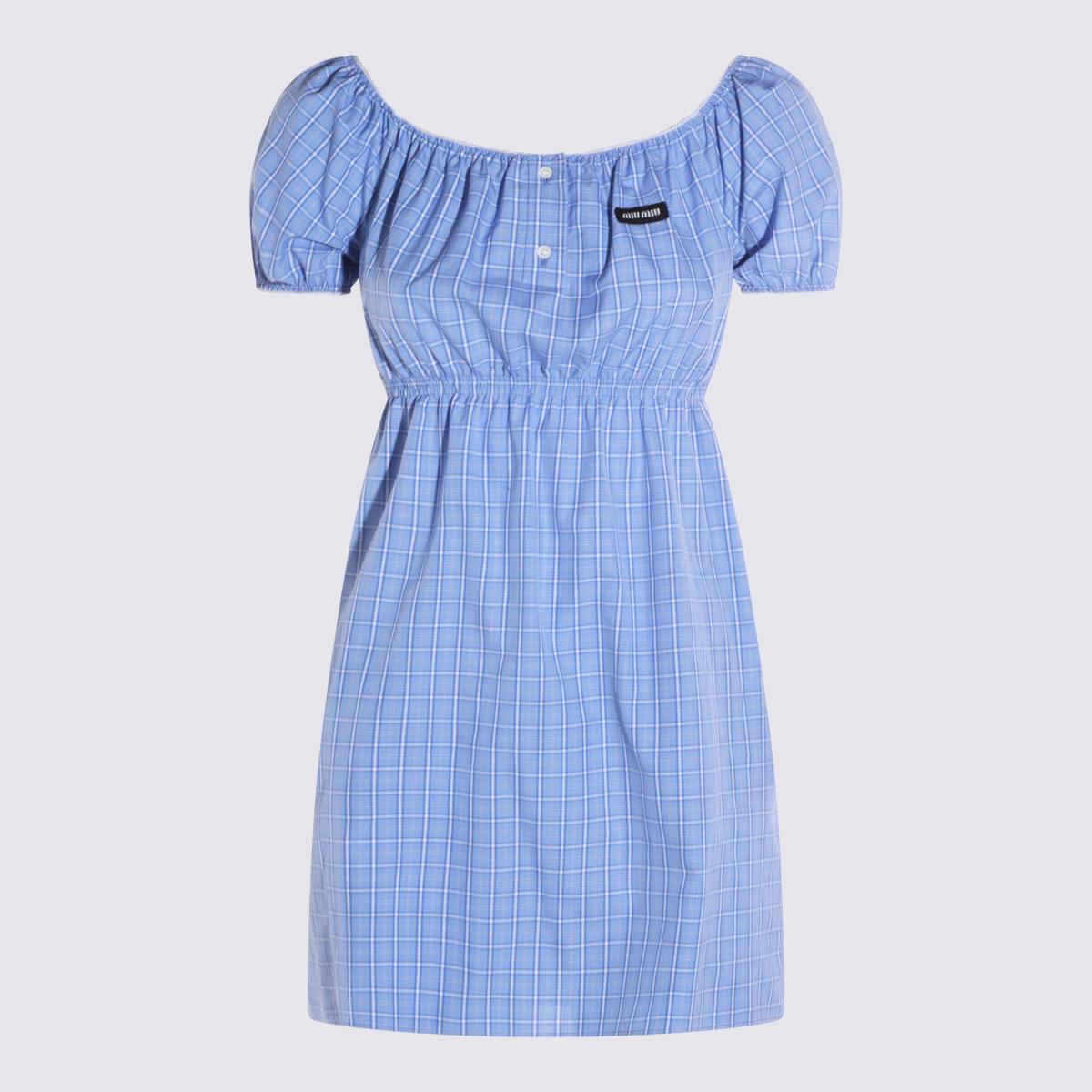 Miu Miu Short Sleeve Mini Dress Navy Wool Blend