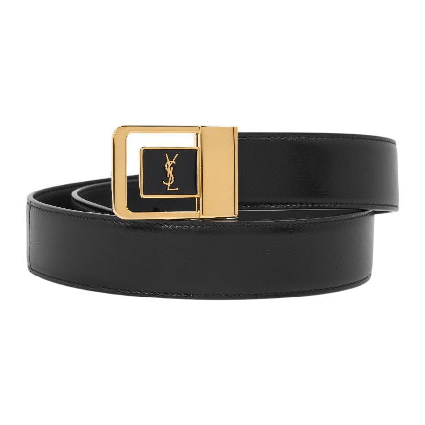 Saint Laurent LA 66 Buckle Leather Belt Black Women’s
