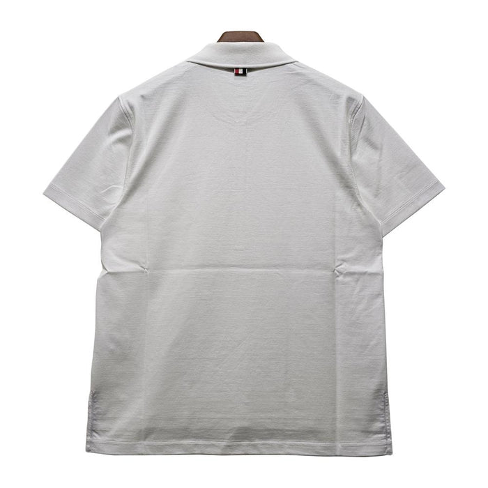 THOM BROWNE Relaxed Side-Slit Polo Shirt White Cotton Men’s