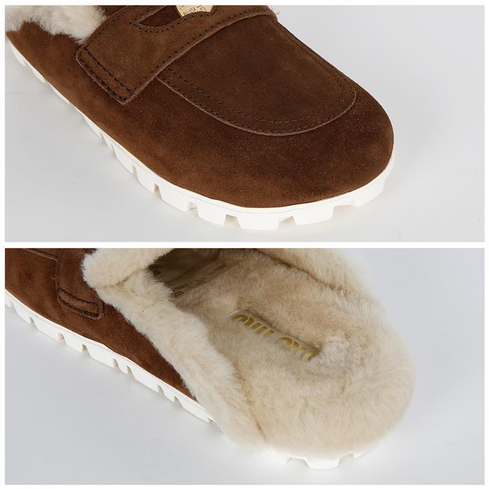 Miu Miu Suede Penny Loafer Mule Slippers 5D058E Z0G F0324