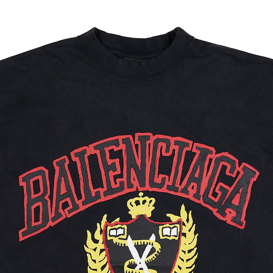BALENCIAGA College Logo Print T-Shirt Black Men’s