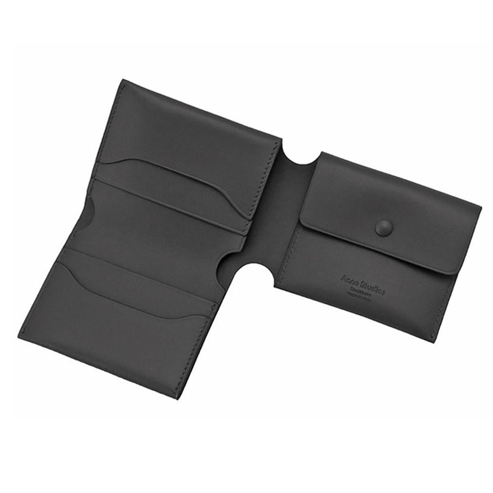 Acne Studios Black Logo Tri-Fold Leather Card Holder Wallet