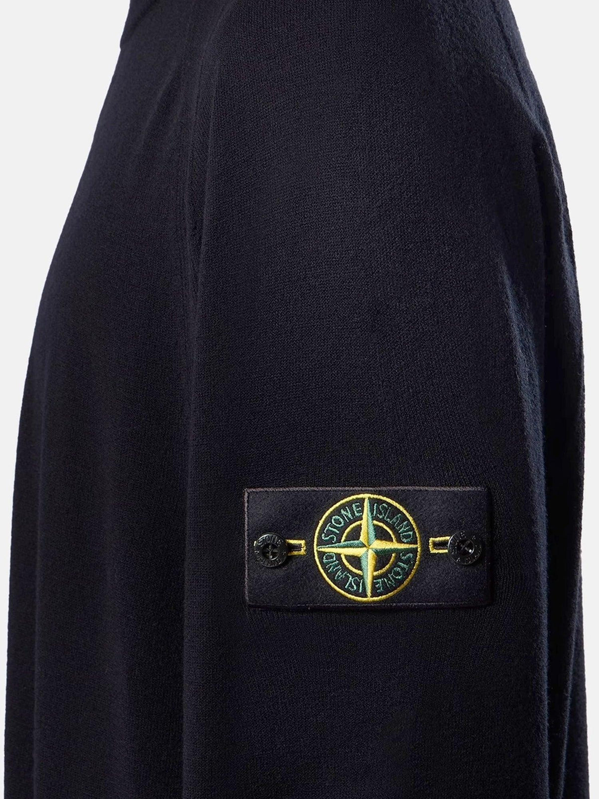 STONE ISLAND Black Wool Crewneck Knit Sweater