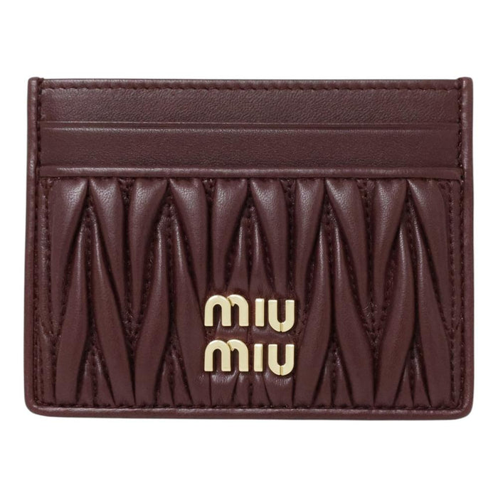 Miu Miu Matelassé Leather Card Holder Black Women’s