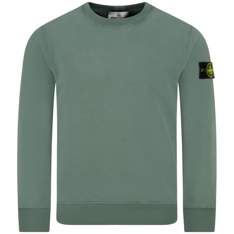 STONE ISLAND Organic Cotton Fleece Crewneck Sweatshirt for Men