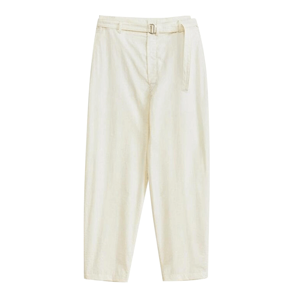 Lemaire Men’s Belted Carrot Pants Classic Trousers Black Cotton