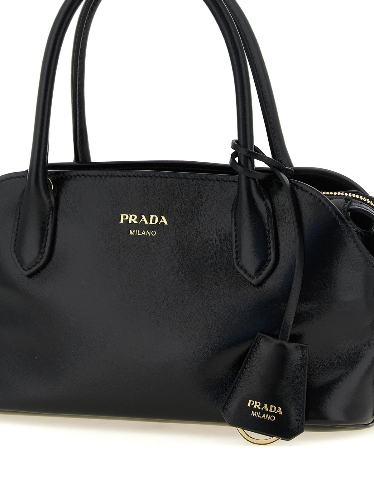 PRADA Black Leather Structured Tote Bag