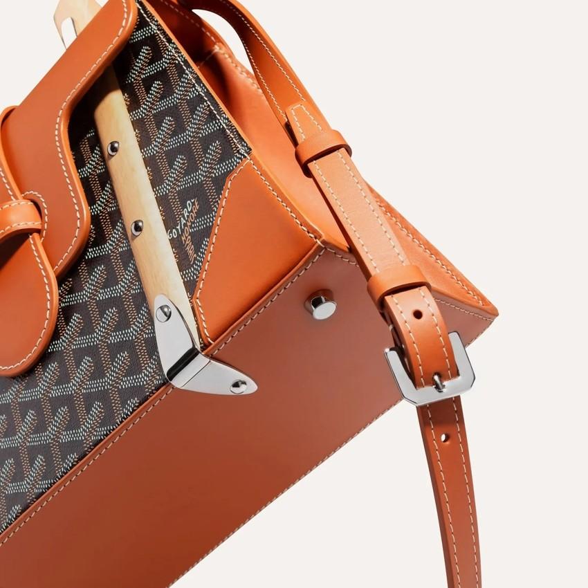 GOYARD Saigon PM Top Handle Bag Brown Black Tan Leather Tot SAIGR2PMLTY01 CL03 P