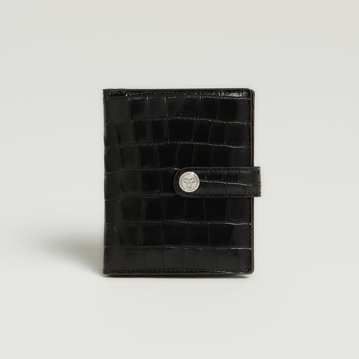 MOIETOII Croc Embossed Leather Card Holder Unisex Black