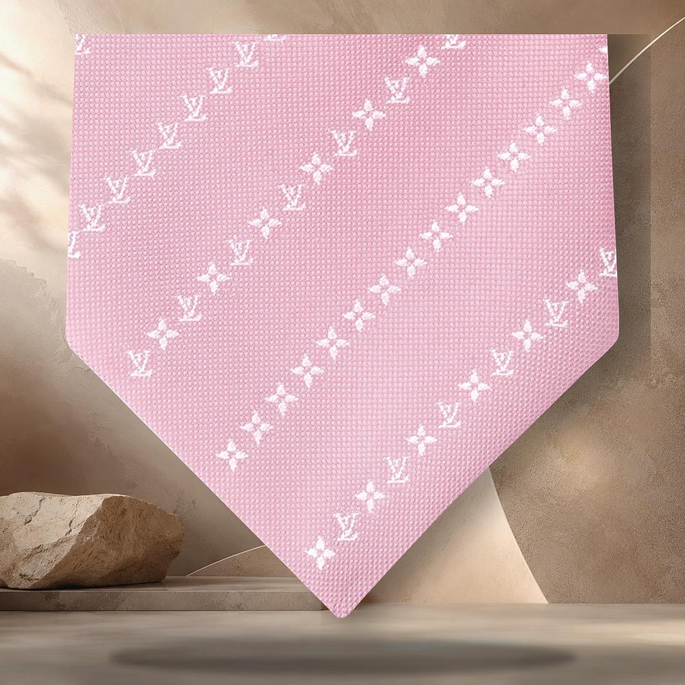 Louis Vuitton Light Pink Pinstripe Micro Flower Silk Tie M98099