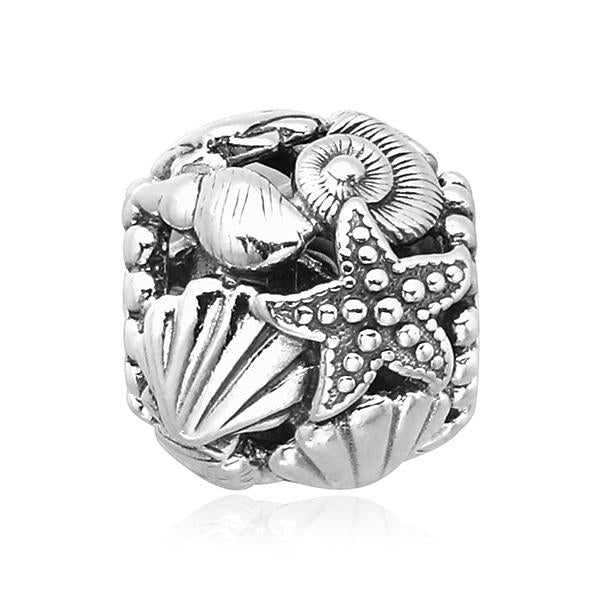 PANDORA Openwork Starfish Seashell Heart Silver Charm 798950C00