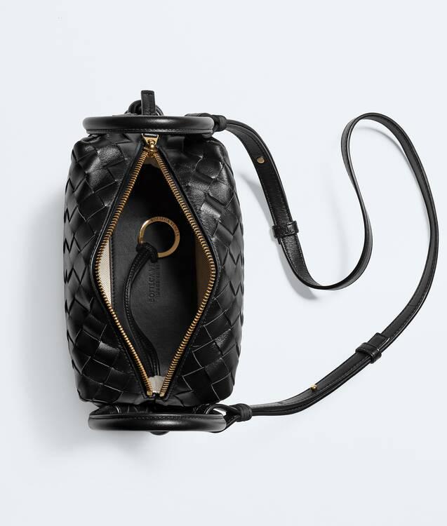 Bottega Veneta Intrecciato Top Handle Loop Bag Black Crossbody