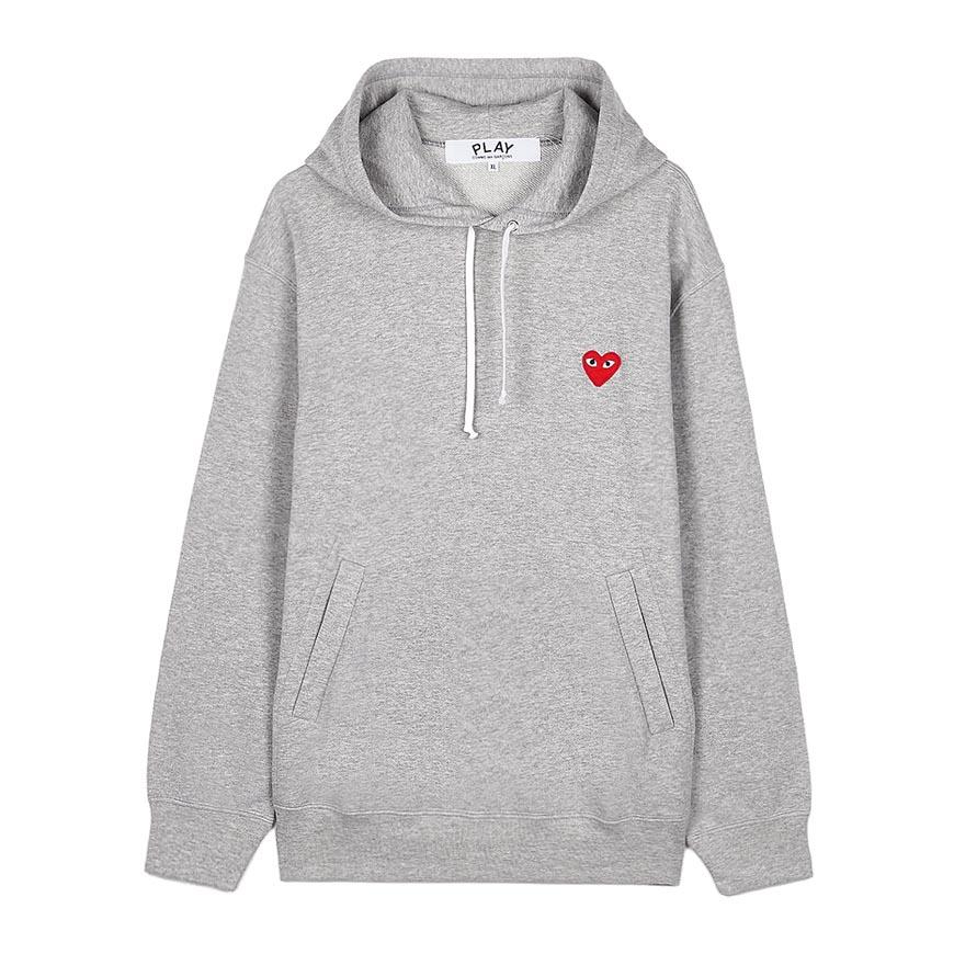 Comme des Garcons Red Heart Patch Unisex Hoodie AX T170 051 GREY