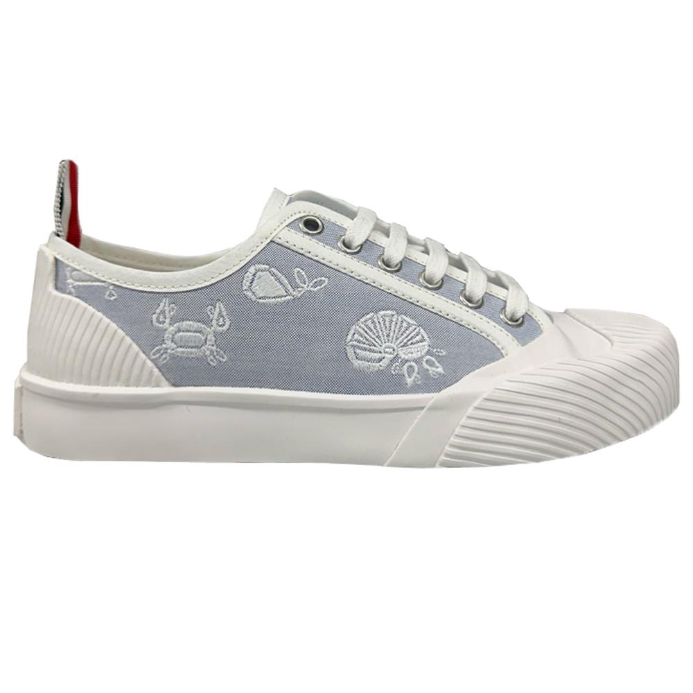 THOM BROWNE Rugby Low-Top Sneakers Tricolor Tab Navy Leather