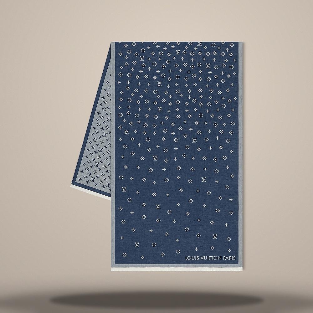 Louis Vuitton All About Monogram Denim Blue Stole Scarf