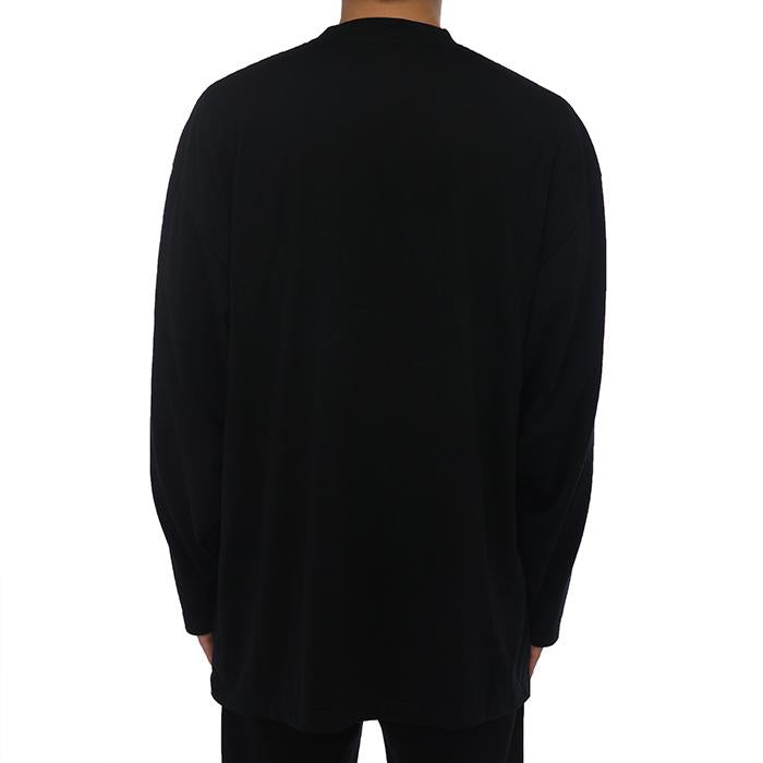 BALENCIAGA Logo Oversized Long Sleeve T-Shirt Gray Cotton Men