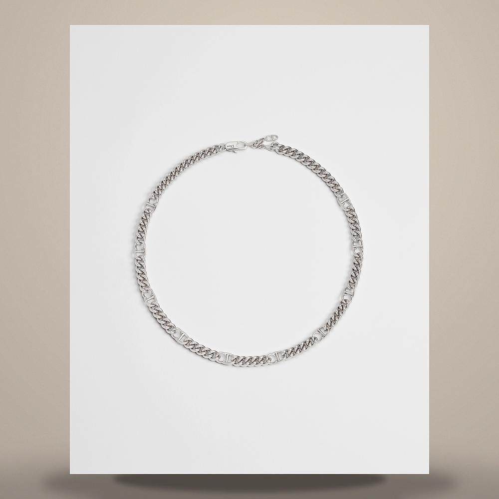 DIOR CD Icon Slim Chain Link Necklace Silver-Tone Brass N3607HOMMT D000