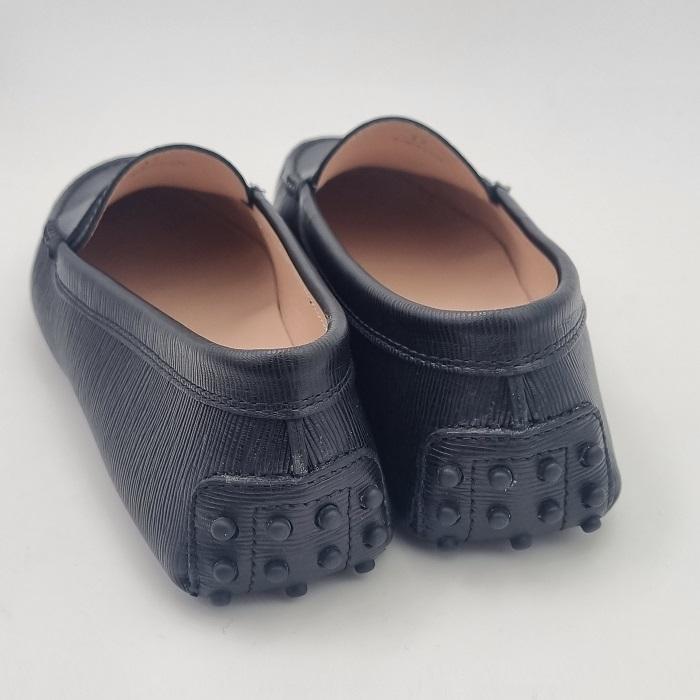 Tods Black Leather Gommino Driving Moccasin Shoes Sandals