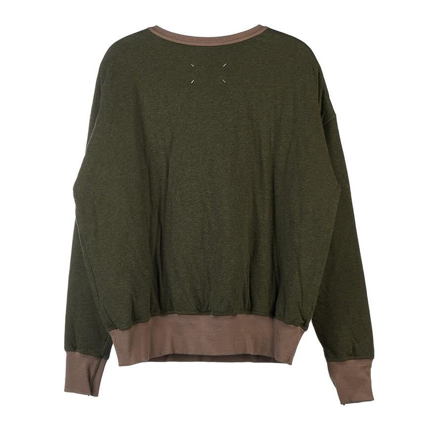 Maison Margiela Bird Patch Crewneck Sweatshirt for Men Navy Cotton
