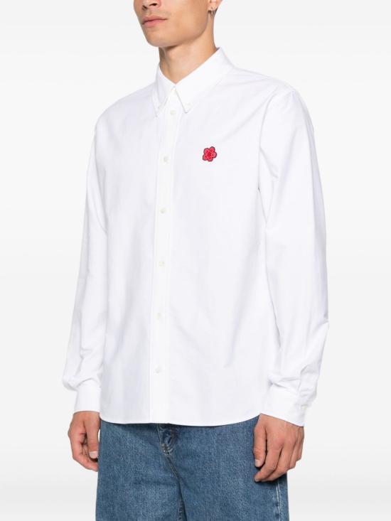 KENZO Long Sleeve Shirt for Men FG6 5CH410 9LO 01 WHITE DOM