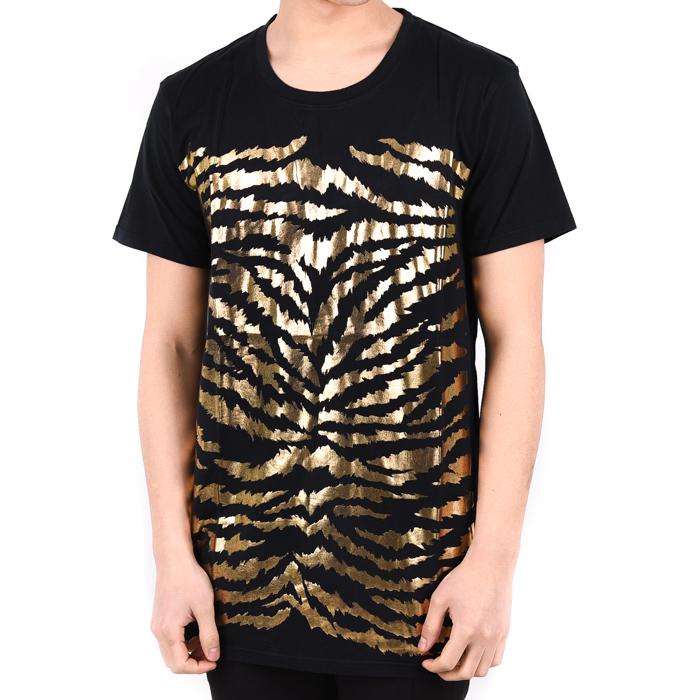 Balmain Men’s Zebra Print Short Sleeve T-Shirt Black