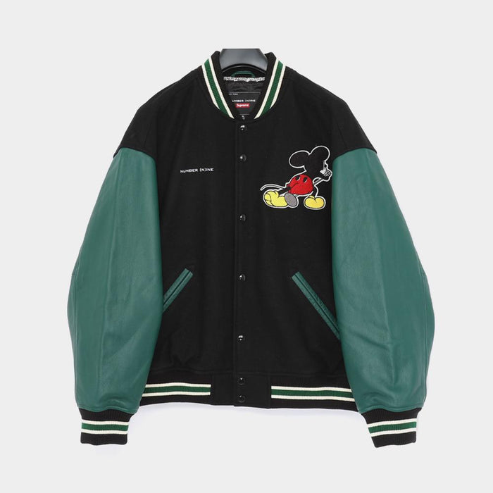 Supreme x Number (N)ine Mickey Mouse Varsity Jacket Black Men FW25 J50