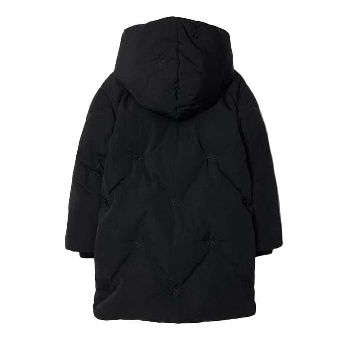 BURBERRY Black Logo Embroidered Puffer Jacket Women 8089409