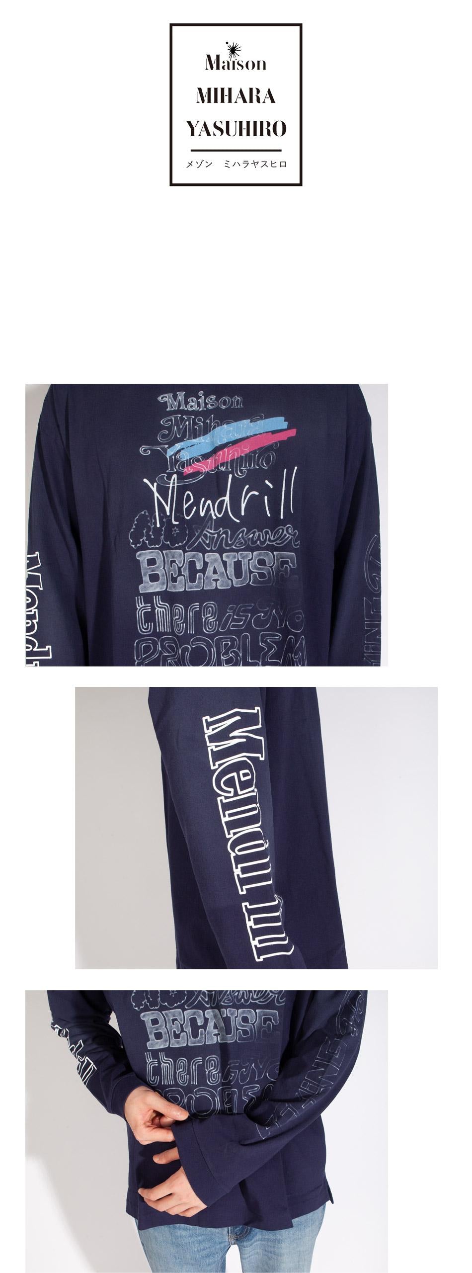 Maison Mihara Yasuhiro Distressed Long Sleeve T-Shirt Navy Unisex
