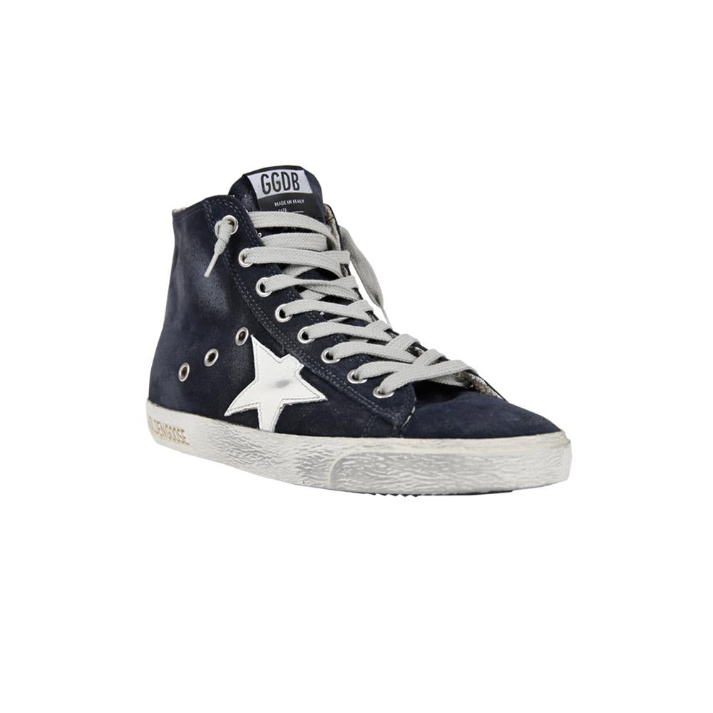 GOLDEN GOOSE White Navy Star High Top Sneakers Women