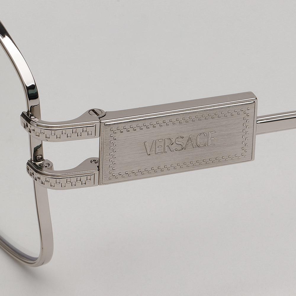 Versace Retro Double Bridge Silver Metal Unisex Eyeglass Frames VE1302 1000