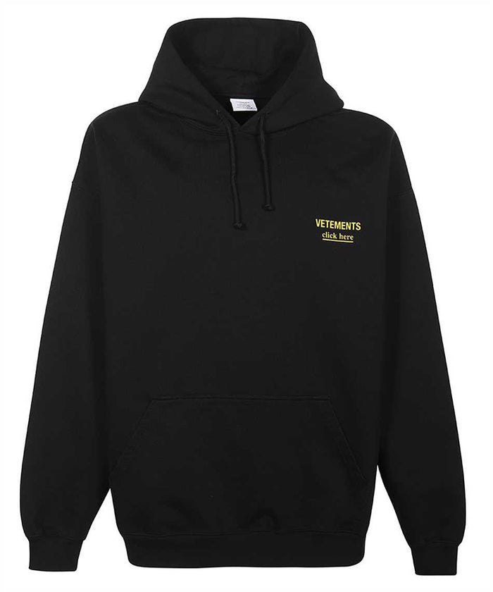 Vetements Chest Logo Drawstring Hoodie Black UA53HD120B