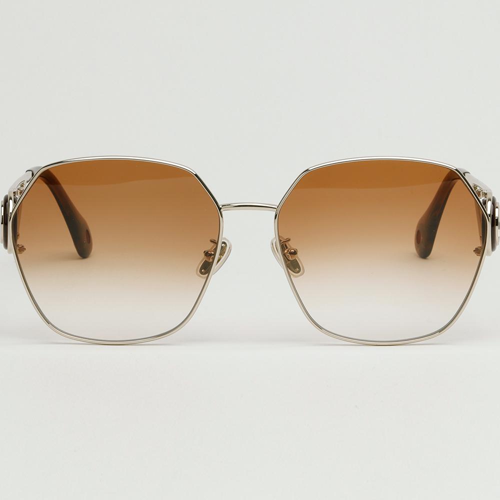 Lanvin Dark Orange Square Sunglasses Metal Frame Gold Logo LNV129SLB 746