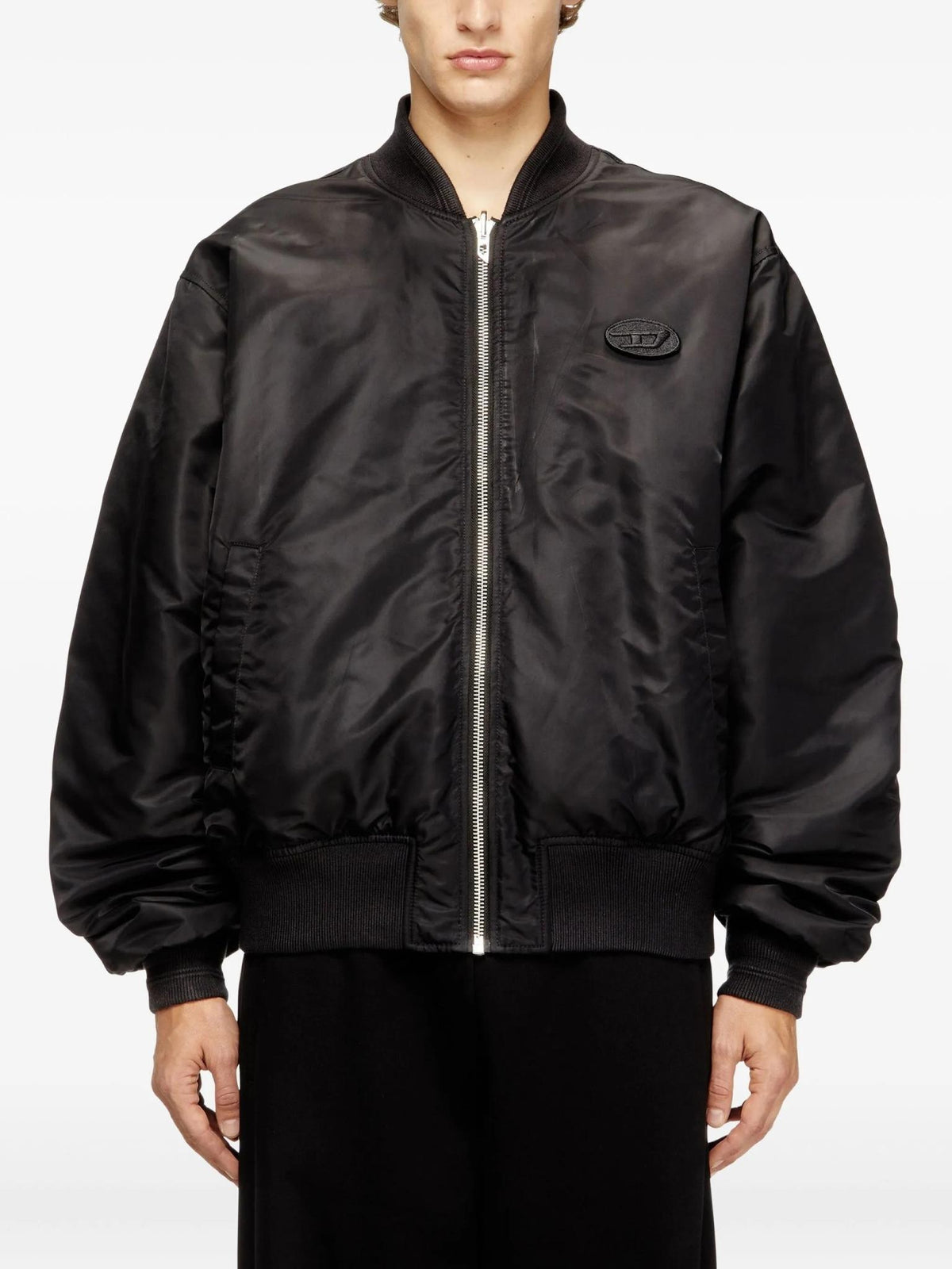 DIESEL Black Nylon Bomber Jacket for Men