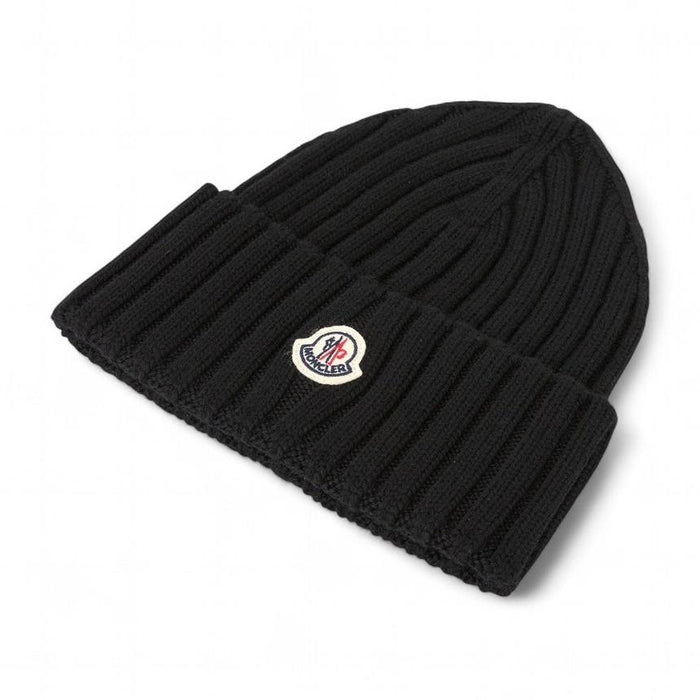 Moncler Women’s Rib Knit Beanie Black Wool Hat
