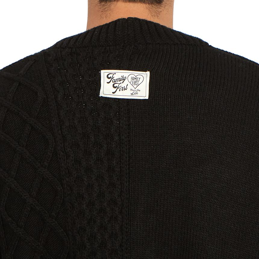 FAMILY FIRST Braid Knit Men’s Cardigan Black