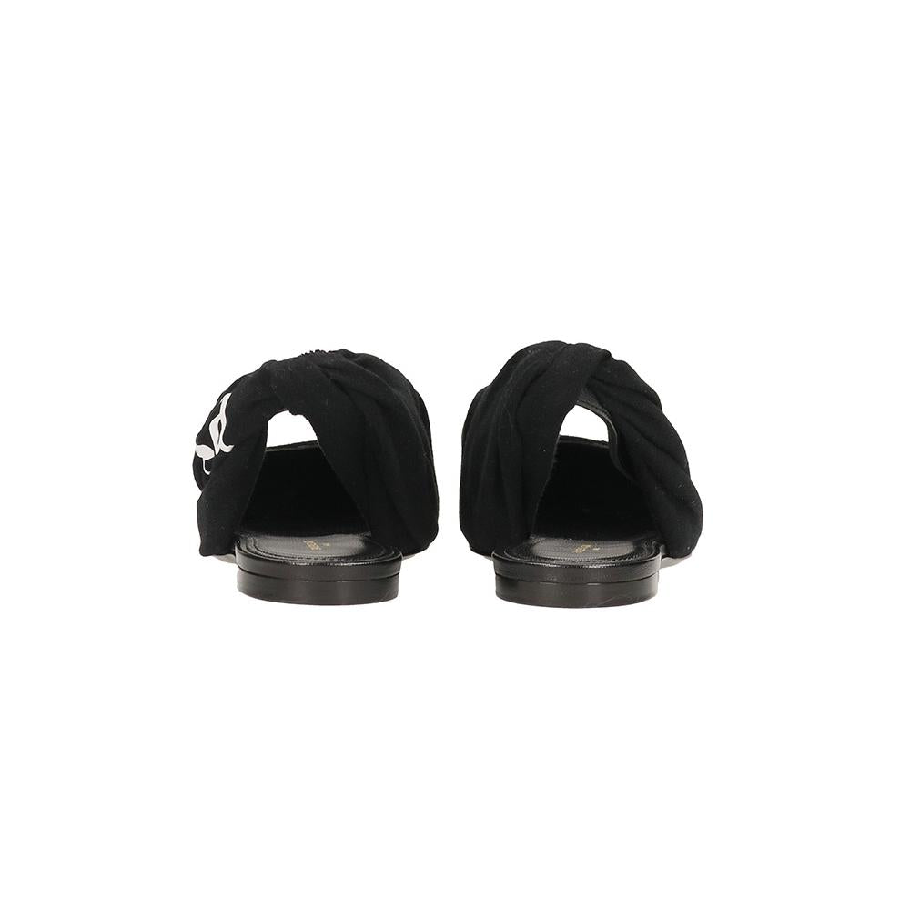 BALENCIAGA Logo Flat Slingback Sandals Black
