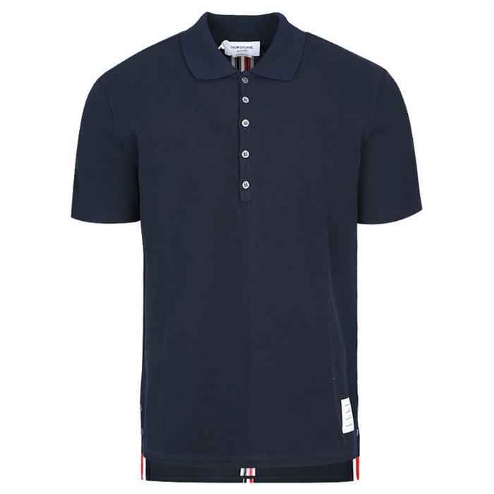 THOM BROWNE Relaxed Fit Short Sleeve Polo Shirt Navy MJP042A