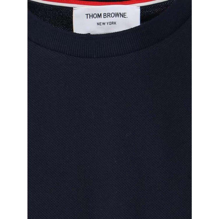 THOM BROWNE Navy Diagonal Stripe Logo Short Sleeve T-Shirt