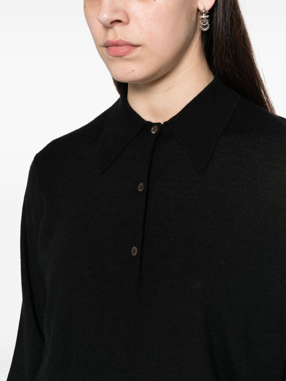 PRADA Long Sleeve Polo Shirt Black Cotton Women