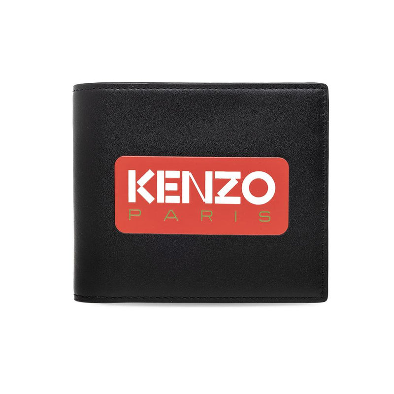 KENZO Square Logo Black Leather Bifold Wallet
