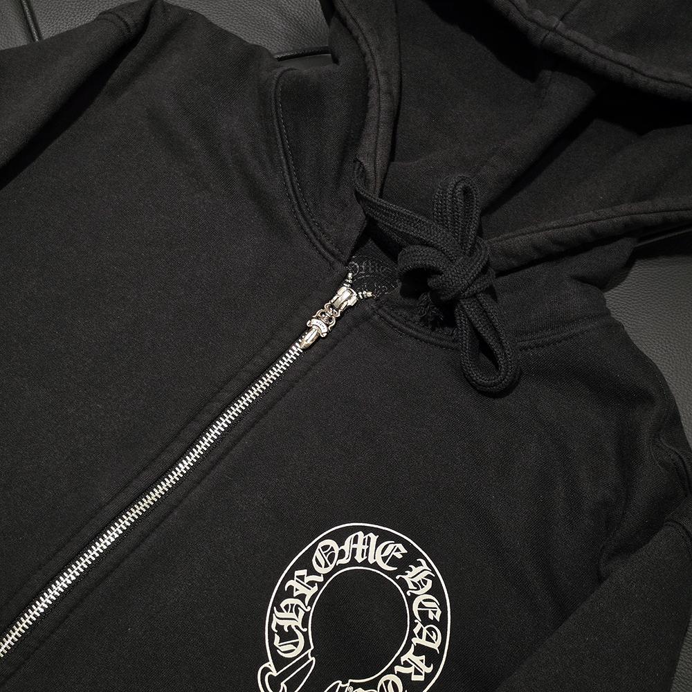 Chrome Hearts Horseshoe T Bar Zip Hoodie Black Unisex Clothing
