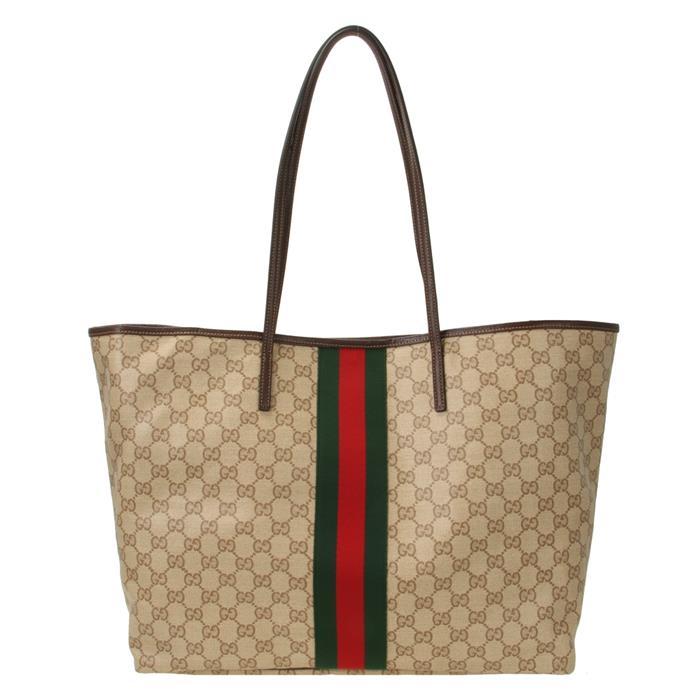 GUCCI Tribeca Large Tote Bag Beige Leather Top Handle Tote