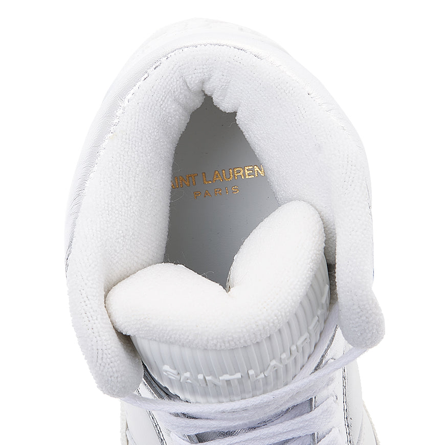 Saint Laurent Women's Grained Leather Mid-Top Sneakers 713655 AAAWS 1047 1