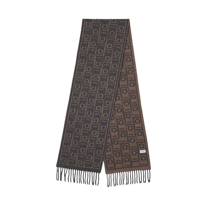 Ferragamo Monogram Wool Scarf Gray Men’s