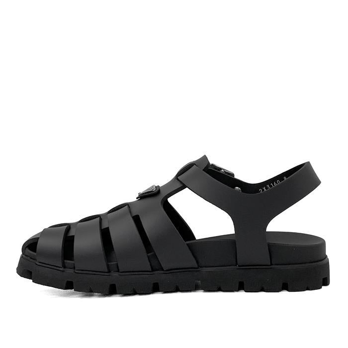 PRADA Rubber Fisherman Sandals with Triangle Logo