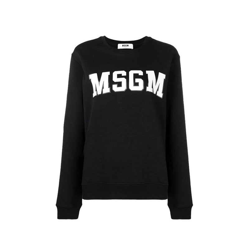MSGM Logo Print Sweatshirt Women Black Cotton