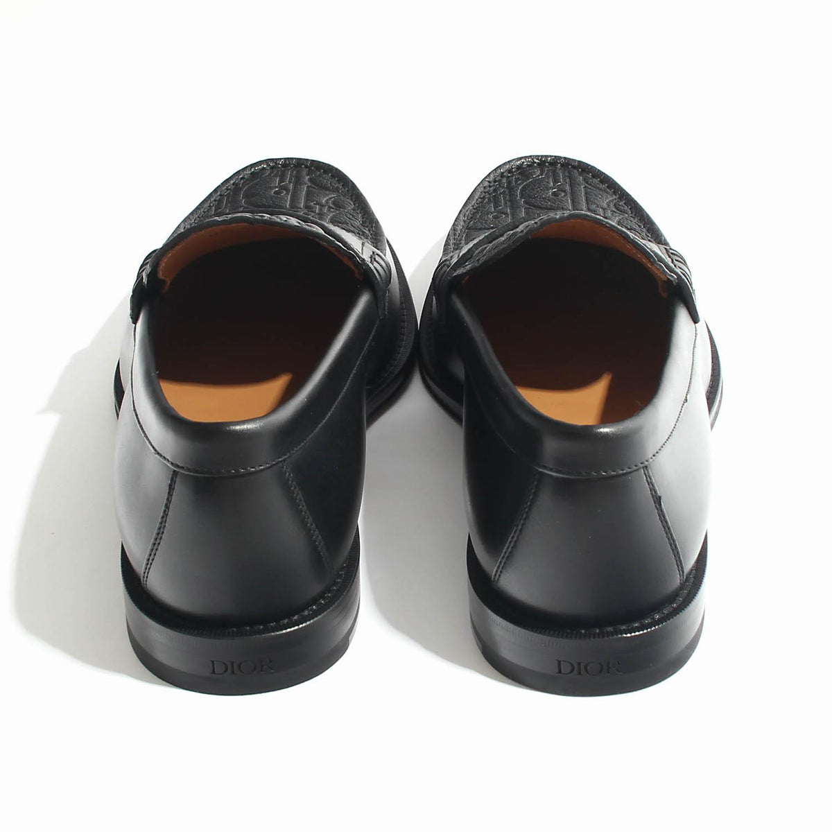 DIOR MEN Oblique Embossed Calfskin Granville Loafers Black
